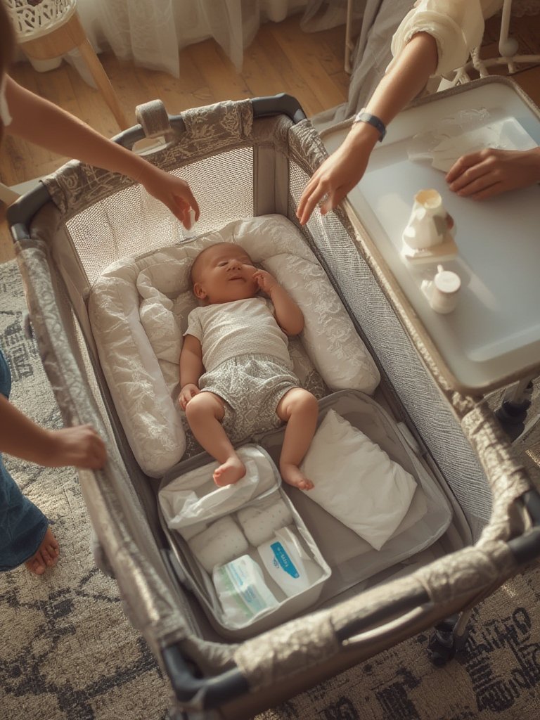 portable playard in action